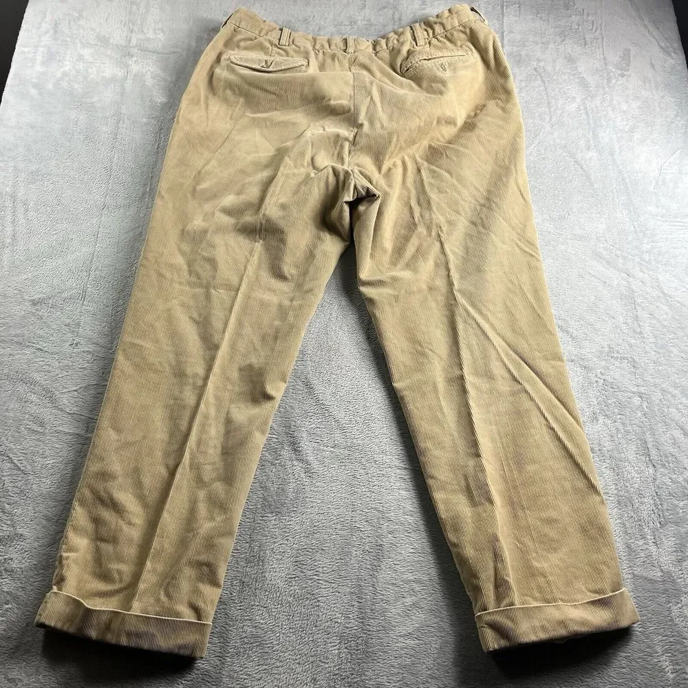 Polo Ralph Lauren Corduroy Hammond Pants Men's 38x30‎ Tan Pleated Cuffed Classic